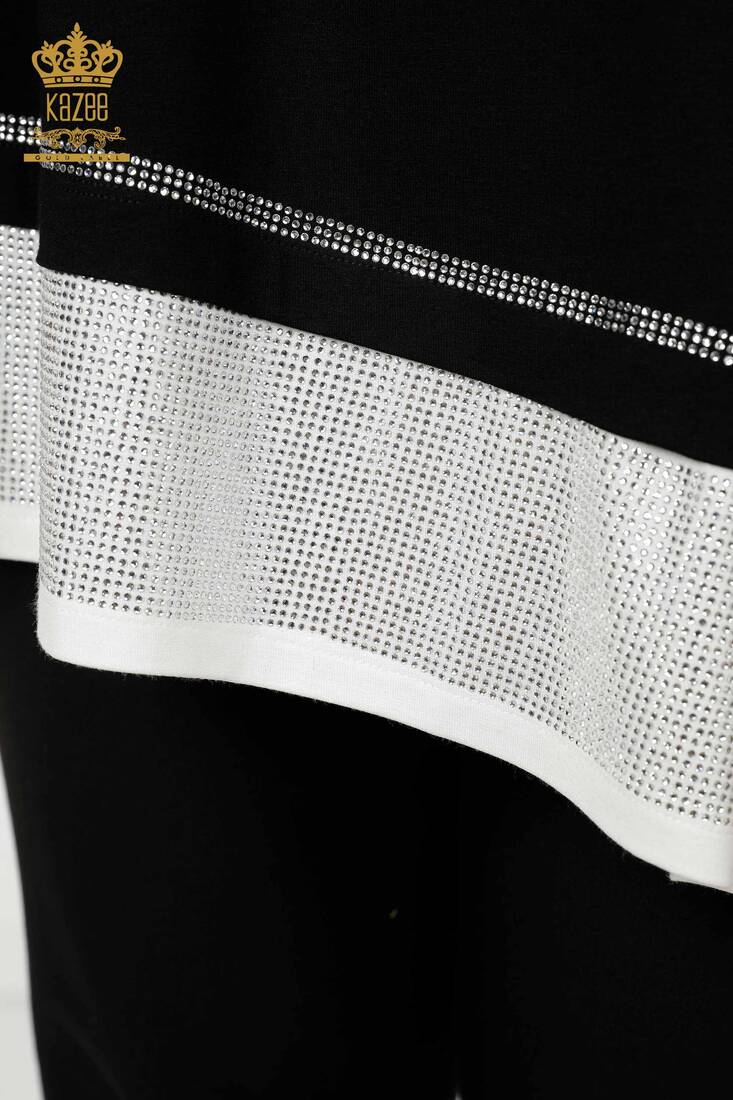 Women's Tunic Stone Embroidered Black - 77721 | KAZEE