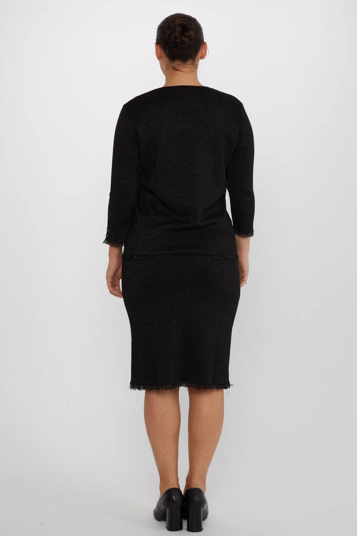 Women's Two Piece Suit Pocket Detail Black - 30868 | KAZEE