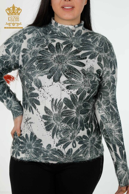 женская бежевая куртка из ангоры с цветочным принтом - 16006 | КАZЕЕ - Thumbnail