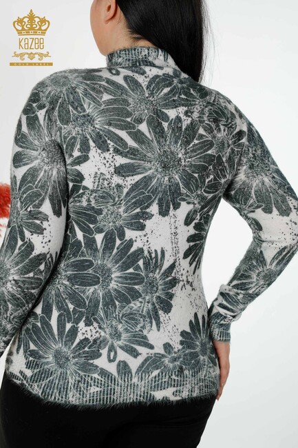 женская бежевая куртка из ангоры с цветочным принтом - 16006 | КАZЕЕ - Thumbnail