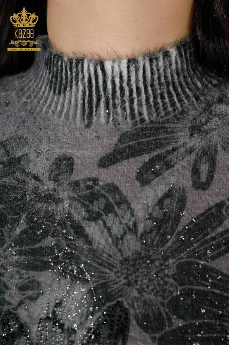женская норка из ангоры с цветочным принтом - 16006 | КАZЕЕ