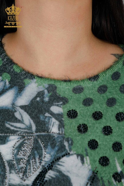 женский ангорский камень с вышивкой зеленого цвета - 16000 | КАZЕЕ - Thumbnail