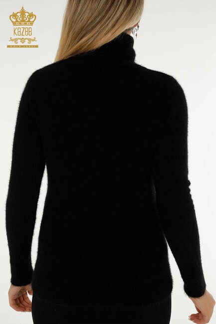 Женская футболка из ангоры с логотипом Черный - 12046 | КАZЕЕ - Thumbnail