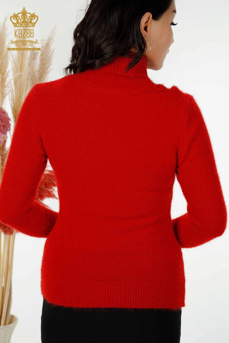 Женская куртка из ангоры с логотипом красного цвета - 12046 | КАZЕЕ
