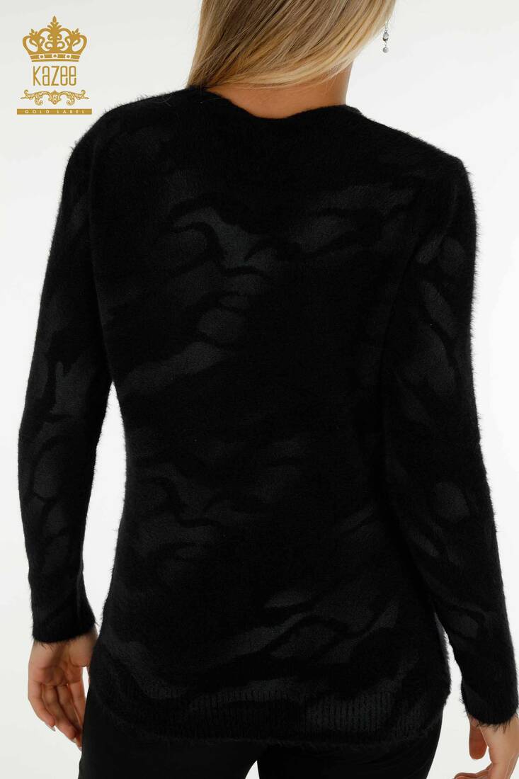 женская куртка из ангоры с v-образным вырезом, черная - 18992 | КАZЕЕ