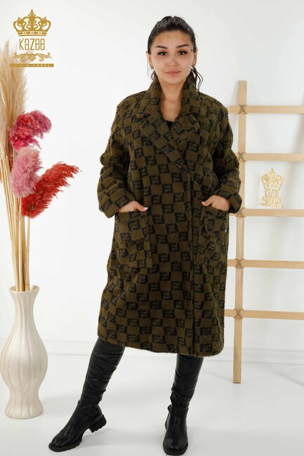женское пальто с карманами цвета хаки - 19089 | КАZЕЕ - Thumbnail