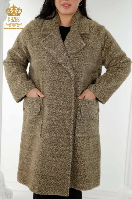 женское пальто с карманами цвета хаки - 19101 | КАZЕЕ - Thumbnail