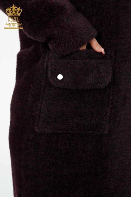 женское пальто с карманами цвета сливы - 19101 | КАZЕЕ - Thumbnail