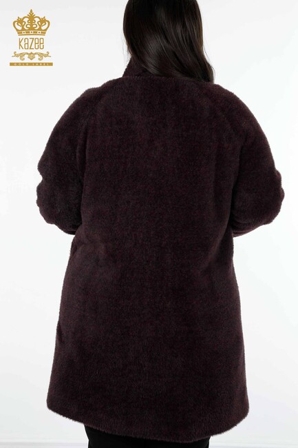 женское пальто с карманами цвета сливы - 19101 | КАZЕЕ - Thumbnail