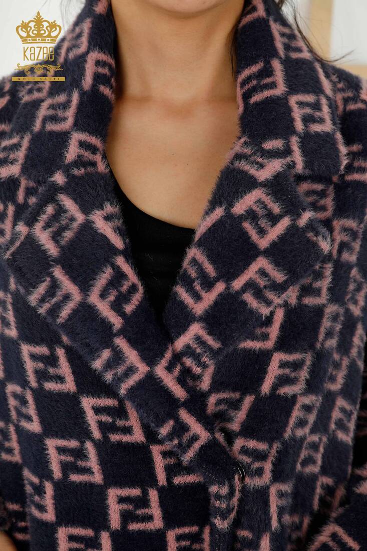 женское пальто с карманами темно-синего цвета - 19089 | КАZЕЕ
