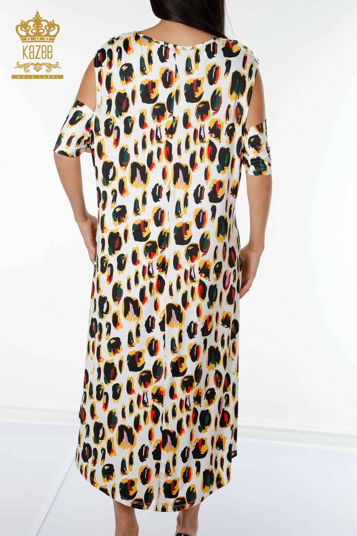Женское платье с вырезом на плечах цвета экрю - 77794 | КАZЕЕ