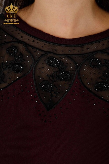 Женское платье из тюля с деталями цвета сливы - 14720 | КАZЕЕ - Thumbnail