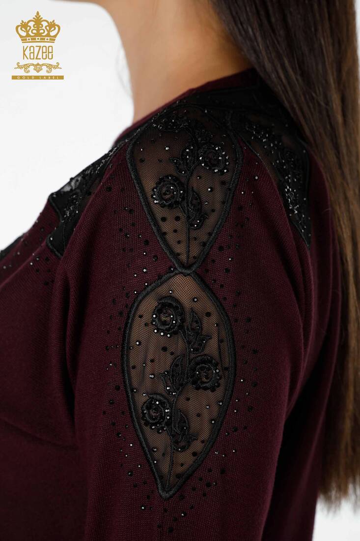 Женское платье из тюля с деталями цвета сливы - 14720 | КАZЕЕ