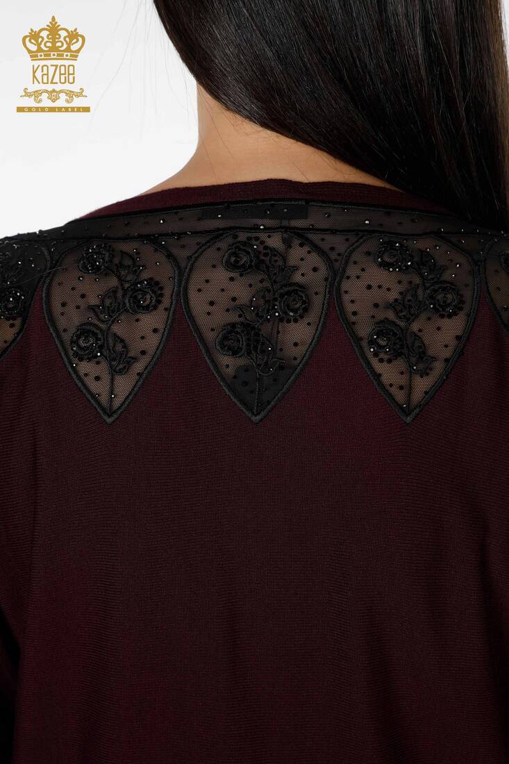 Женское платье из тюля с деталями цвета сливы - 14720 | КАZЕЕ
