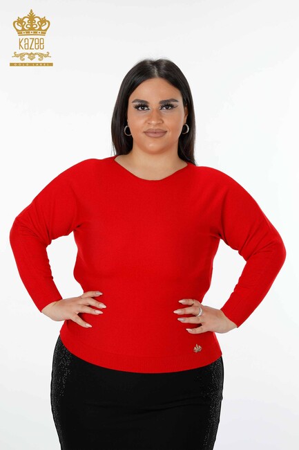 Женский трикотажный свитер Kazee С логотипом Красный - 15695 | КАZЕЕ - Thumbnail