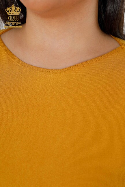 Женский трикотажный свитер Kazee С логотипом Шафран - 15695 | КАZЕЕ - Thumbnail