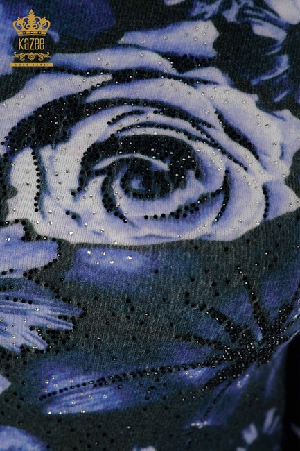Женский трикотаж Свитер с круглым вырезом темно-синий - 18968 | КАZЕЕ - Thumbnail