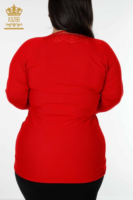 женская туника с рукавами красного цвета - 15032 | KAZEE - Thumbnail