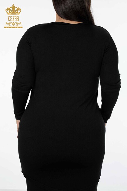 женская туника с круглым вырезом черная - 14418 | КАZЕЕ - Thumbnail