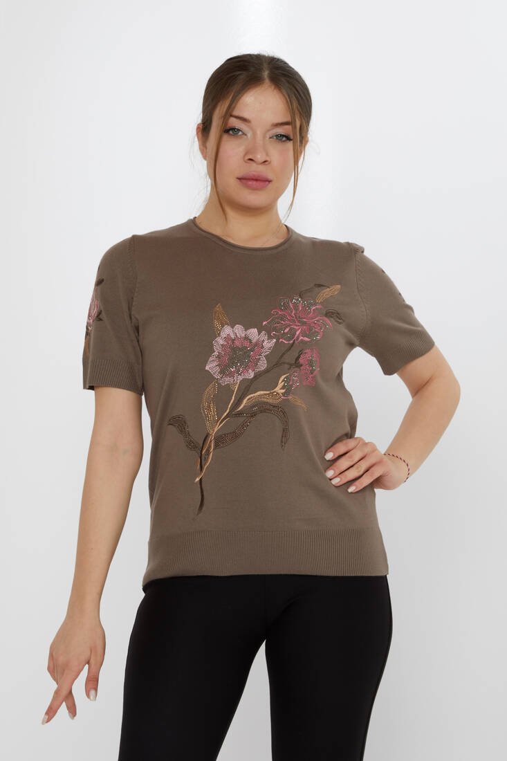 Женский трикотаж из норки с вышивкой Stone Embroidered Mink - 31725 | КАZEЕ