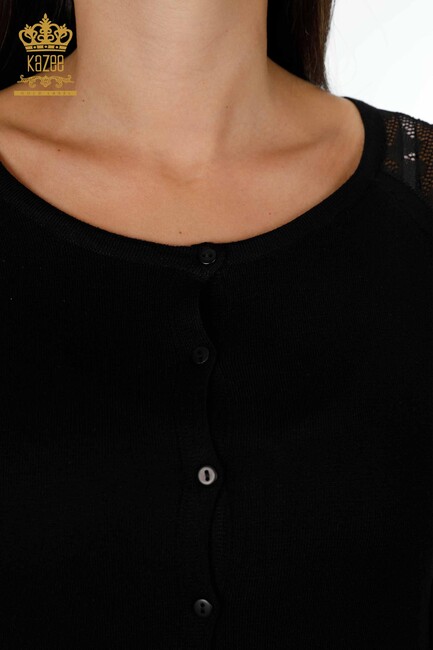 Женский трикотаж Джемпер из тюля с деталями черного цвета - 12758 | КАZЕЕ - Thumbnail