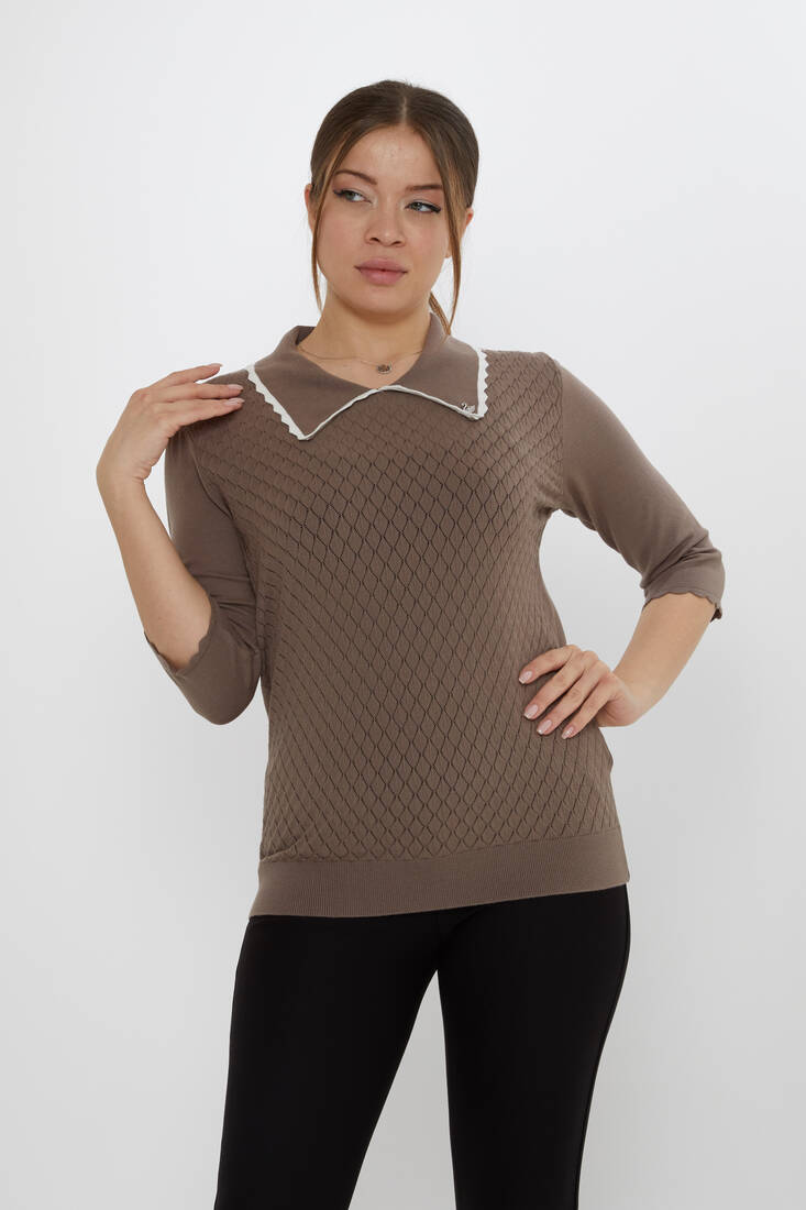 Женский трикотаж с узором Ecru-Mink - 31814 | КАZEЕ