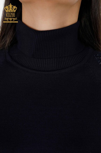 Женский трикотажный свитер американская модель, темно-синий - 14089 | КАZЕЕ - Thumbnail