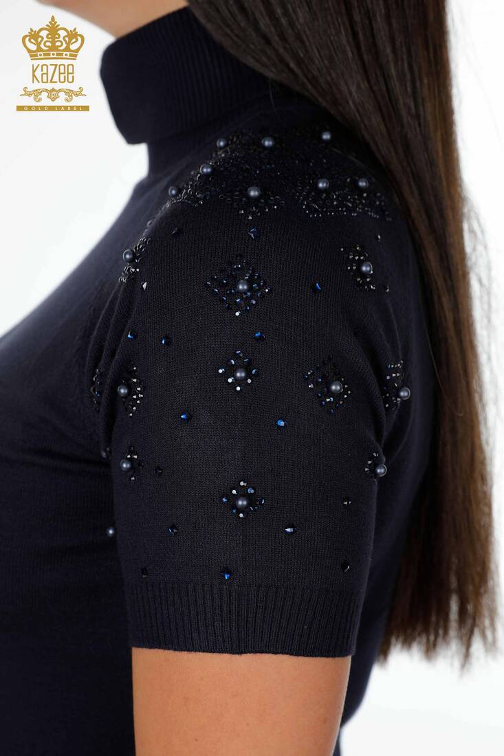 Женский трикотажный свитер американская модель, темно-синий - 14089 | КАZЕЕ