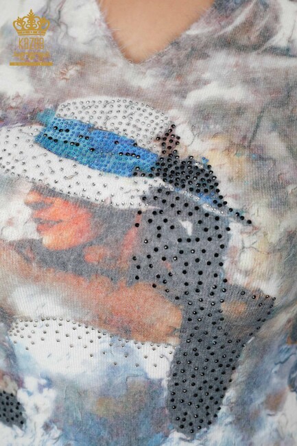 Женский вязаный свитер из ангоры с рисунком - 18555 | КАZЕЕ - Thumbnail
