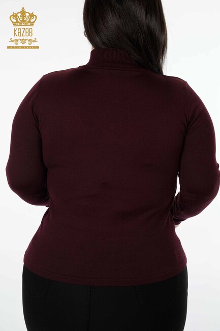 Женский трикотажный свитер с вышивкой камнями сливы - 14125 | КАZЕЕ - Thumbnail