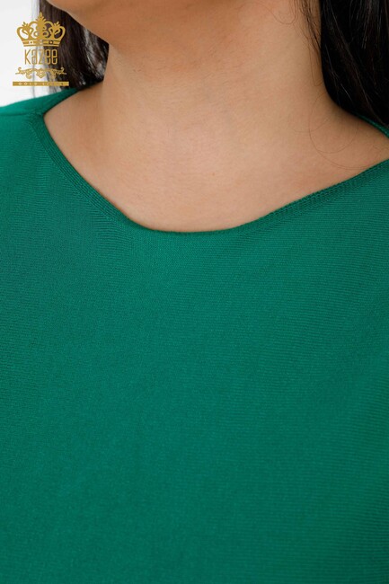 Женский трикотажный свитер Kazee С логотипом Зеленый - 15695 | КАZЕЕ - Thumbnail