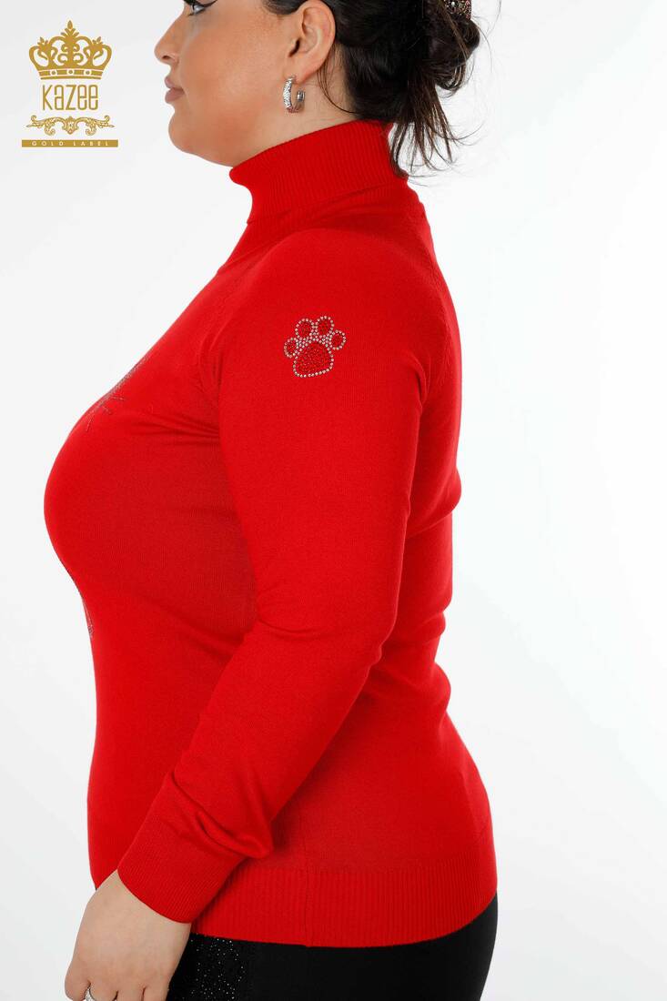 Женский трикотаж Свитер с рисунком кошки Красный - 15279 | КАZЕЕ