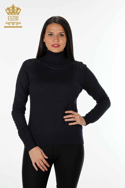 Женский трикотаж, свитер с рукавами, темно-синий - 13608 | КАZЕЕ - Thumbnail