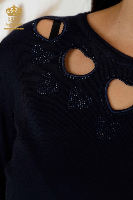 Женский трикотаж с рукавами свитера темно-синий - 15322 | КАZЕЕ - Thumbnail