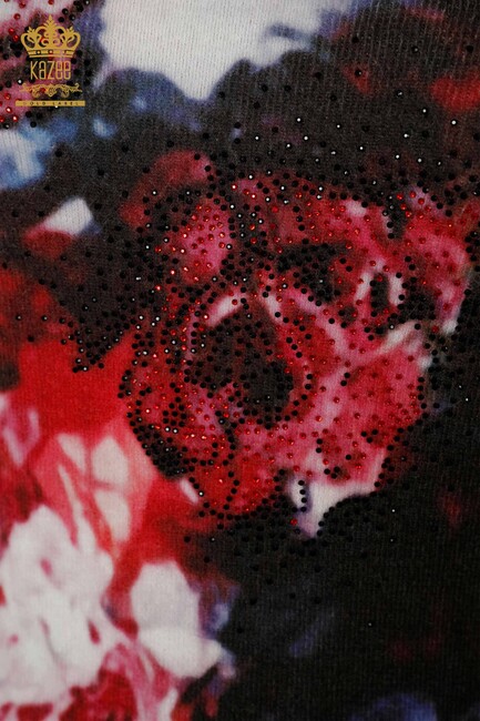 Женский вязаный свитер с цветочным узором - 18966 | КАZЕЕ - Thumbnail