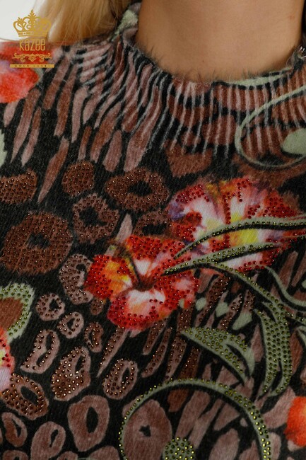Женский трикотаж Свитер с цветочным принтом цвета хаки - 18971 | КАZЕЕ - Thumbnail