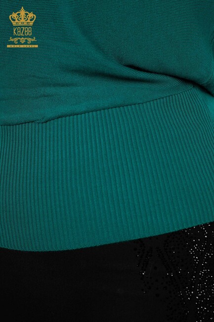 Женский трикотаж Свитер из тюля с деталями зеленого цвета - 14721 | КАZЕЕ - Thumbnail