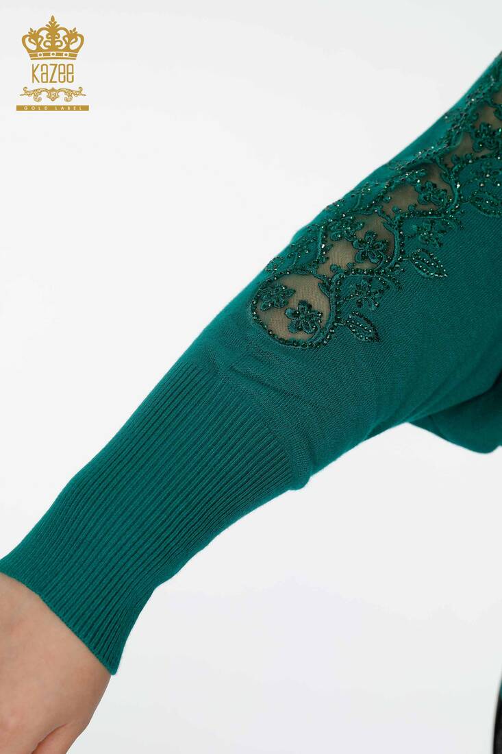 Женский трикотаж Свитер из тюля с деталями зеленого цвета - 14721 | КАZЕЕ