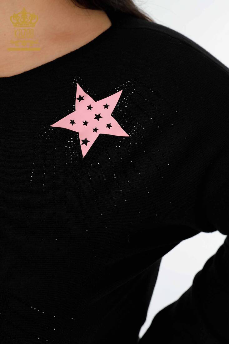 Женский вязаный свитер с узором звезда черный - 15511 | КАZЕЕ