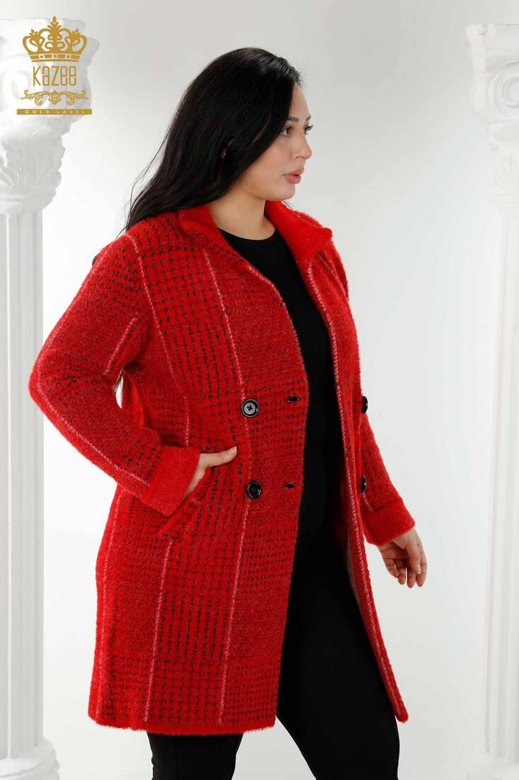 Красное женское пальто с пуговицами - 19062 | КАZЕЕ