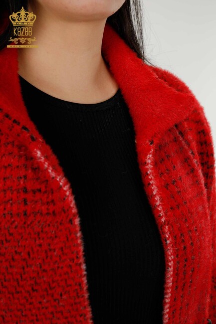 Красное женское пальто с пуговицами - 19062 | КАZЕЕ - Thumbnail