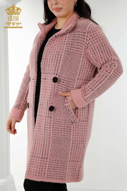 женское пальто на пуговицах розовое - 19062 | КАZЕЕ - Thumbnail