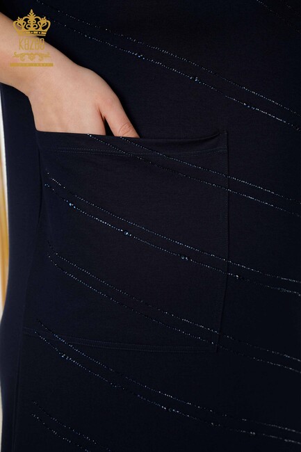 платье женское с вышивкой камнями темно-синее - 7738 | КАZЕЕ - Thumbnail