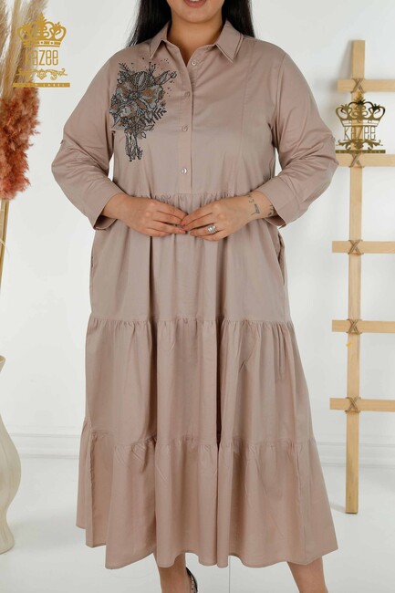 Платье женское бежевое с цветочным узором - 20271 | КАZЕЕ - Thumbnail